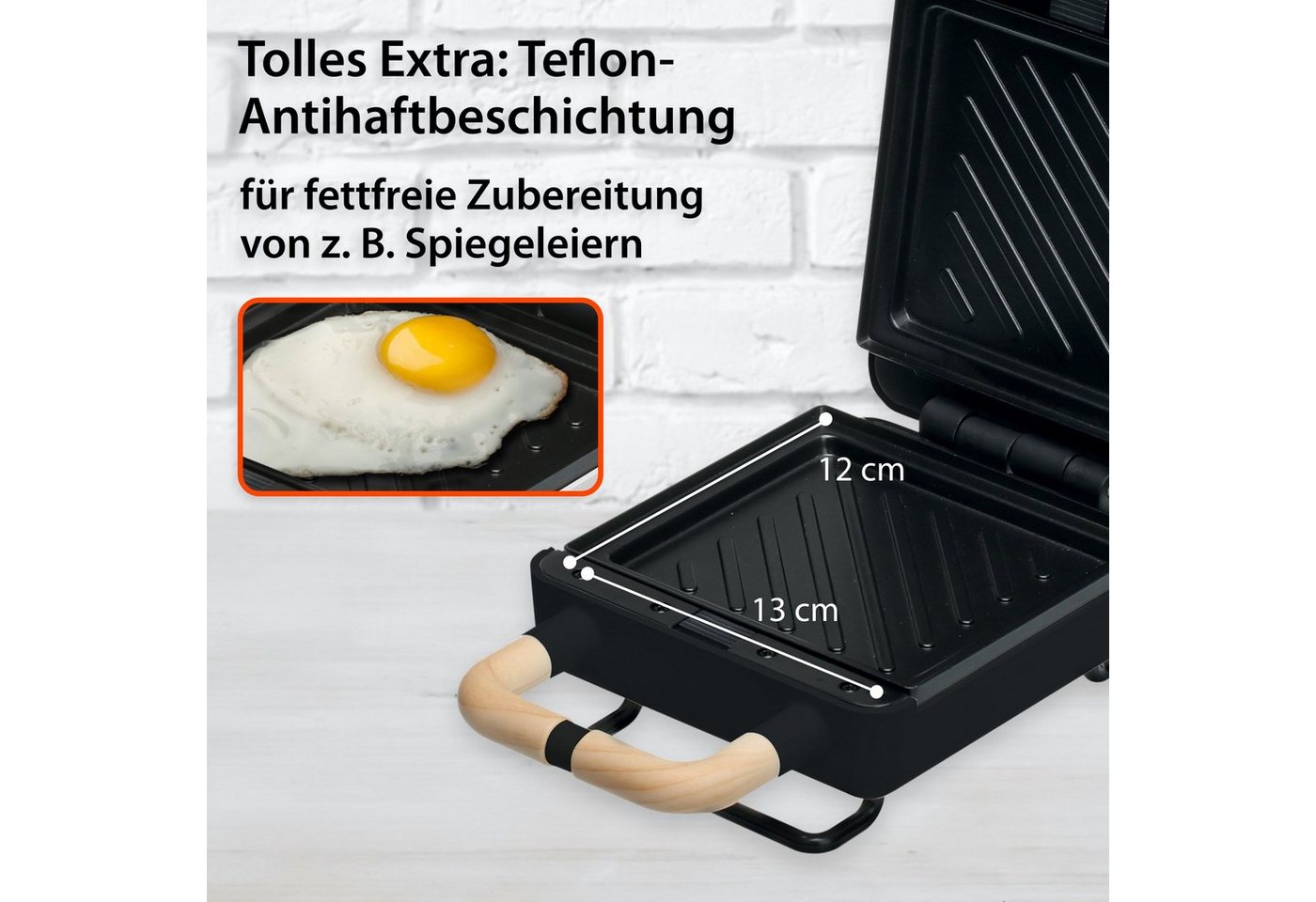 Ade Kitchen Waffeleisen, 14 × 22,5 × 9,5 Cm, Schwarz Bild 2