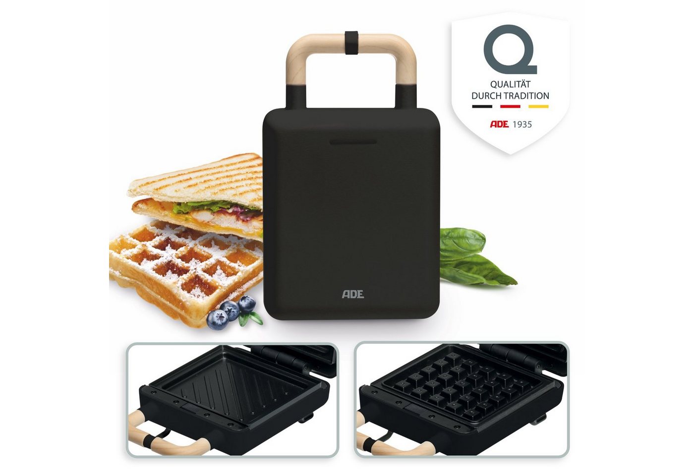 Ade Kitchen Waffeleisen, 14 × 22,5 × 9,5 Cm, Schwarz Bild 3