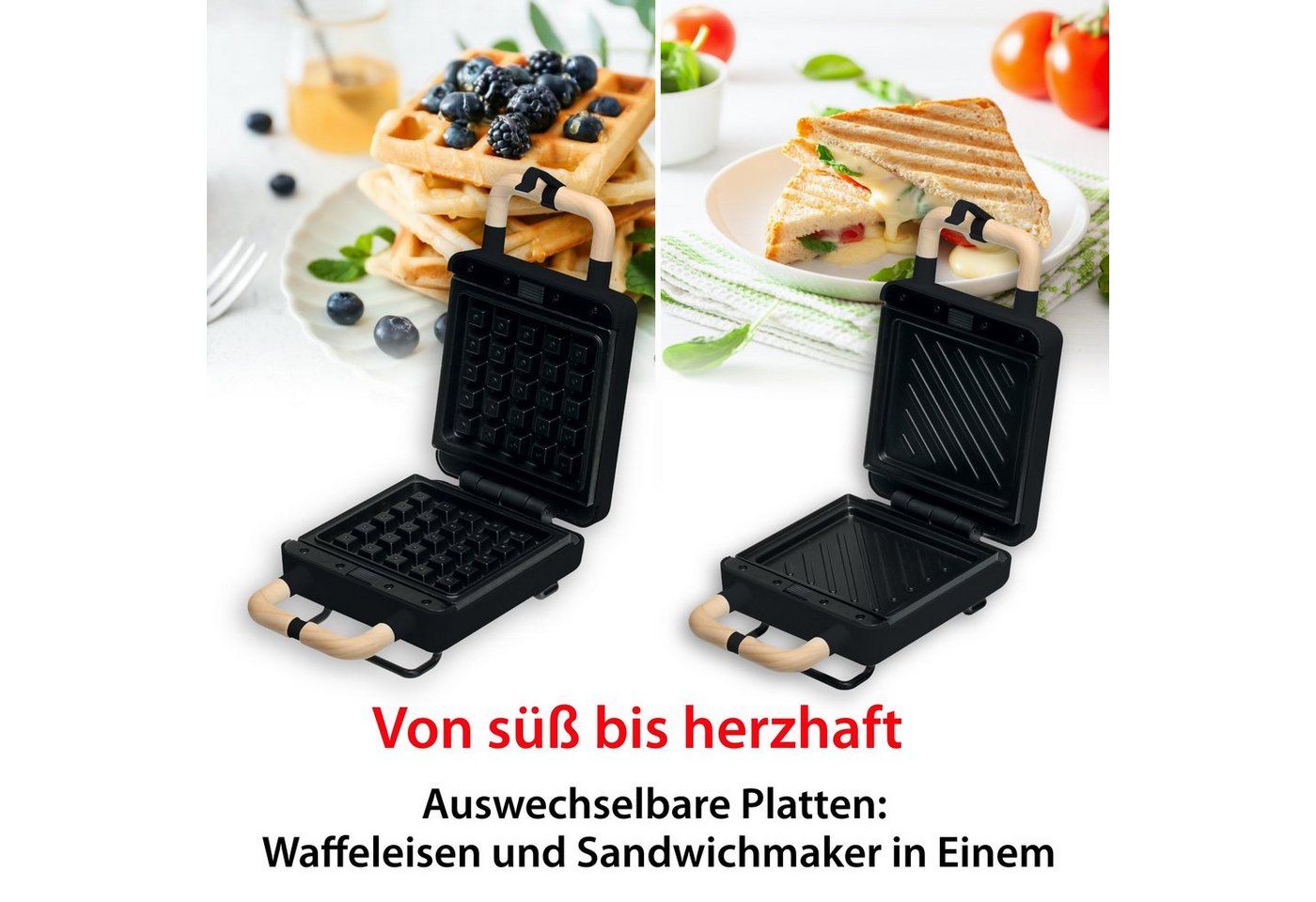 Ade Kitchen Waffeleisen, 14 × 22,5 × 9,5 Cm, Schwarz Bild 5