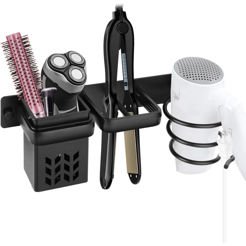 Haartrocknerhalter, Wandhalterung Für Haartrockner, Halterung Für Haartrockner Und Glätteisen, Zur Aufbewahrung Von Haarbürsten, Für Badezimmer, Schlafzimmer, Hotel, Schwarz