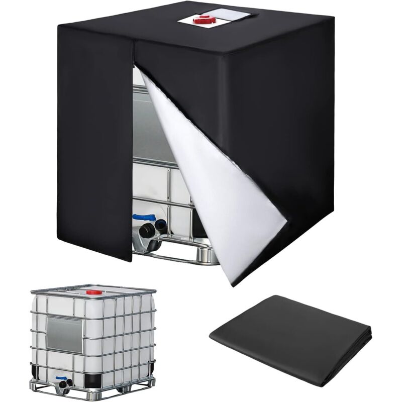 1000-liter-ibc-tankabdeckung, 210d-wassertankdeckel, Uv-beständige Tankabdeckung, Ibc-tank-schutzabdeckung Mit Reißverschluss, 120 X 100 X 116 Cm (schwarz)