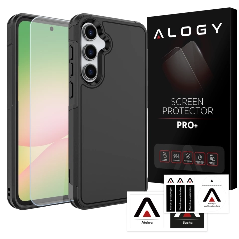 Schutzhülle Für Samsung Galaxy A56 / A36 5g 2025, Verstärkte Alogy Heavyduty™-schutzhülle, Schwarz + Gehärtetes Glas
