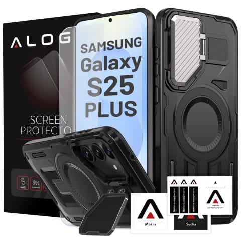 Samsung Galaxy S25 Plus Hülle Mit Magsafe-verstärkung, Verstärktem Linsenschutz Und Standfunktion, Alogy Heavyduty Mag™️ Handyhülle + Glas