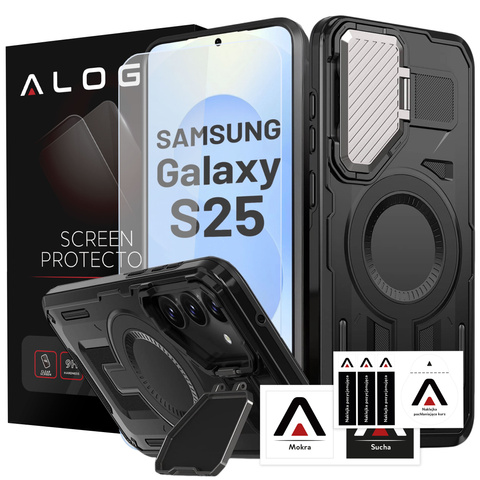 Samsung Galaxy S25 Hülle Mit Magsafe-verstärkung, Verstärktem Linsenschutz Und Ständer, Schutzhülle Von Alogy Heavyduty Mag™️ + Gehärtetem Glas