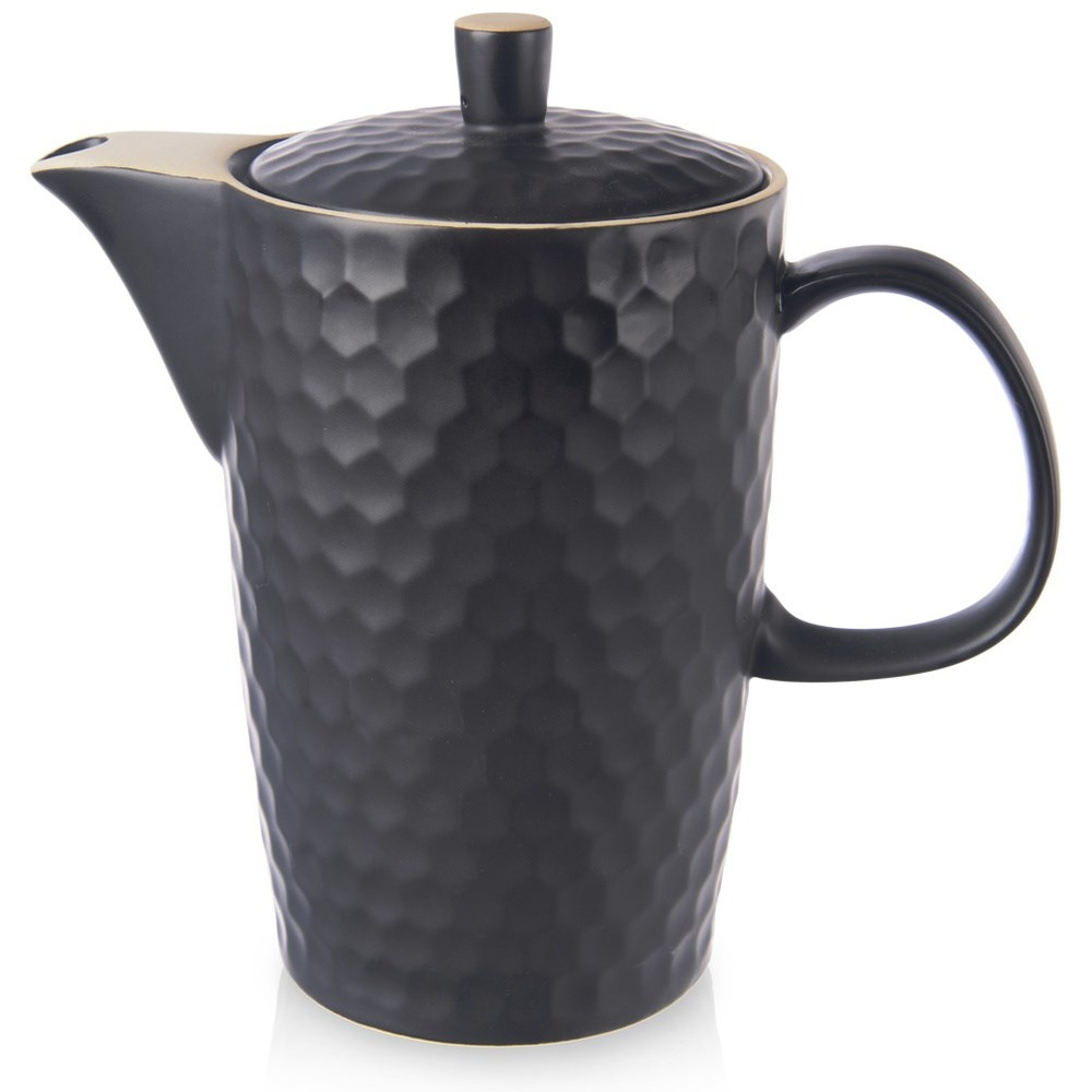 Schwarzer Keramikkrug Zum Aufbrühen Und Servieren Von Kaffee, Tee Und Kräutertees