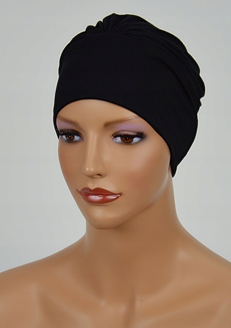 Jasmina Turban, Schwarzer Rüschenhut, Ohne Muster, Auch Nach Der Chemotherapie