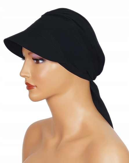 Schwarzer Tess-schal Mit Visier, Luftiger Turban Auch Nach Der Chemotherapie