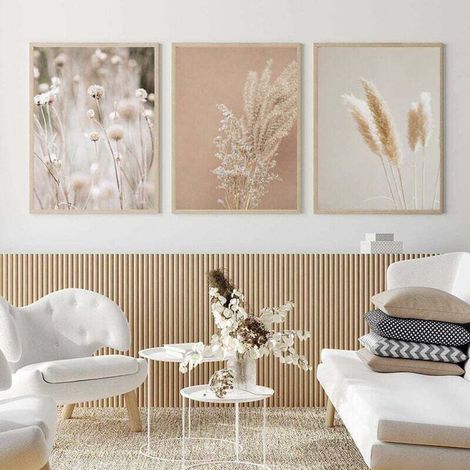 Ulisem Gemälde Leinwanddrucke Pampasgras Pflanzen Natur Landschaft Getrocknetes Gras Modernes Boho Botanisches Poster Galerie Fotos 20x30cm (8x12in) X3 Ungerahmt