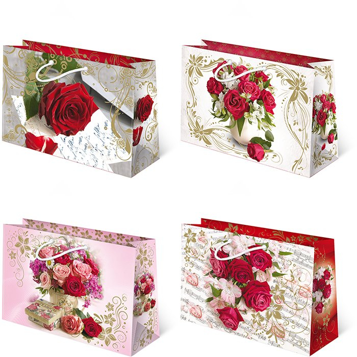 Dekorative Tasche Paw Th-120 Romantisches Rosenmuster 25,5x33 Cm