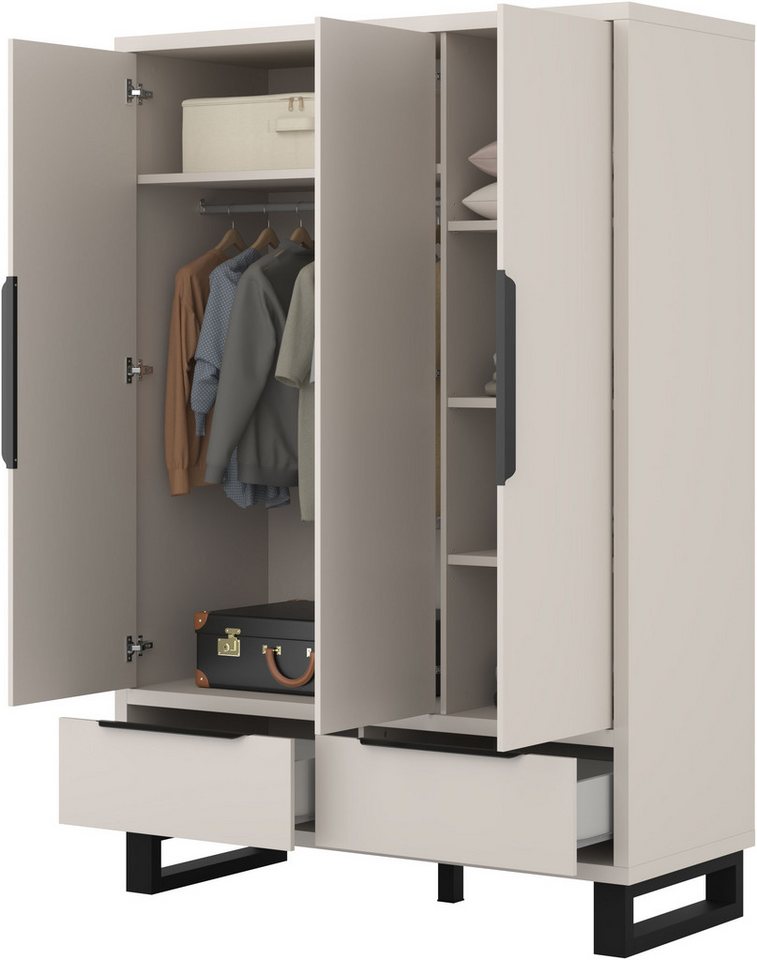 Schrank Eden Mit 2 Schubladen Und 3 Türen, Kaschmir, 210.3cm Bild 4