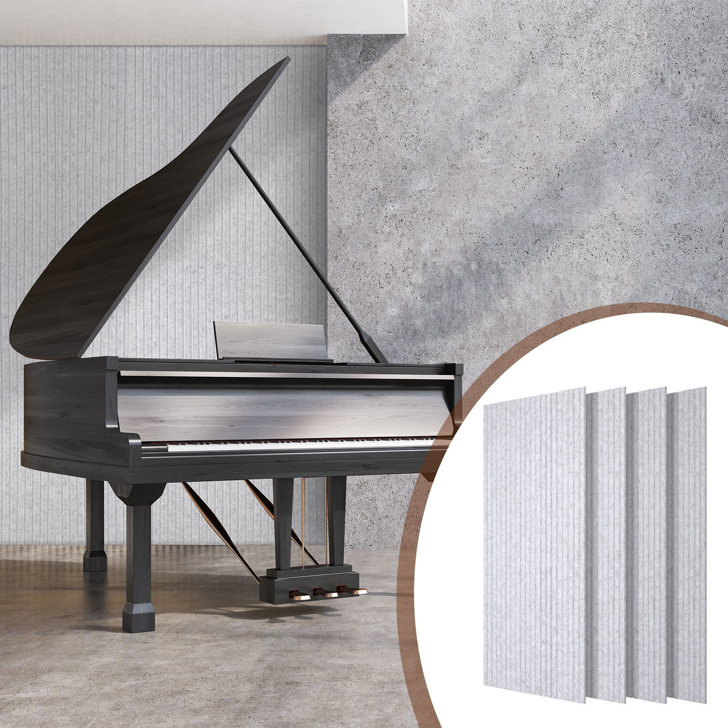 Randaco Akustikpaneele Selbstklebend, 4 Stück Akustikplatten Aus Filz 120 X 60 X 0,9 Cm Grau, Schallabsorber Mit Vertikalen Rillen