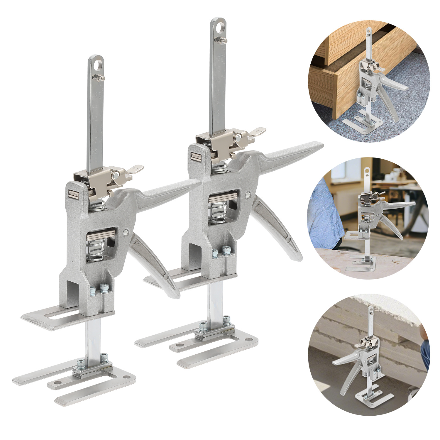 Randaco Möbelheber Set 2 Stück Mit Skala, Fein Einstellbarer Montageheber 0-145 Mm, Plattenheber Für Möbel, Bis 150 Kg