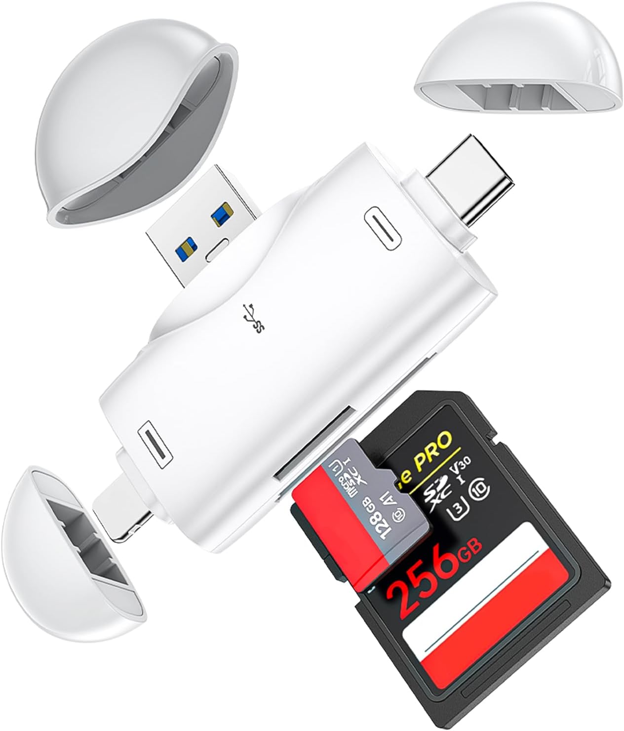Sd-kartenleser Für Iphone, Ipad, Android, Mac, Computer, Kamera, 3-in-1-usb-c-zu-micro-sd-kartenleser, Wildkamera-viewer, Tragbarer Speicherkartenleser, Sd-kartenadapter Für Sd-karten Und Tf / Keine A