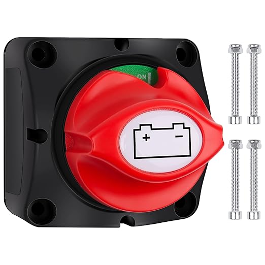 Batterie Trennschalter 12v 24v 48v Batterieschalter 1-2-both-off, 275a Hauptschalter Stromschalter Akku Trennen Master Für Auto Lkw Boot Jacht Wohnwagen Motorrad Kfz, Red And Black