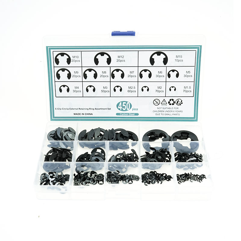 450 Stück Interne Sicherungsringe E-clips, E-clips Sicherungsringe, Externer Sicherungsringsatz, Externer Sicherungsring Zur Befestigung Von Lagerzahnrädern, Mit Box, 13 Größen