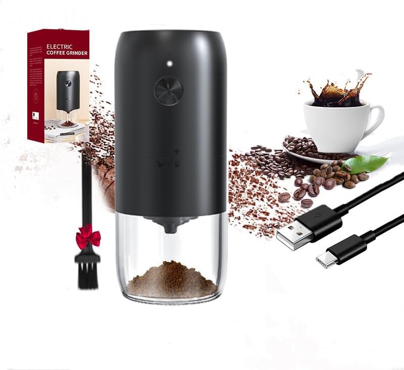Kaffeemaschine Mit Bohnenbehälter, Tragbare Elektrische Kaffeemühle – Kaffeebohnenmühle Mit Einzelsteuerung – Leistungsstarke Espressomühle, Gleichmäßiges Mahlen, Einstellbare Stärke, Wiederaufladbar