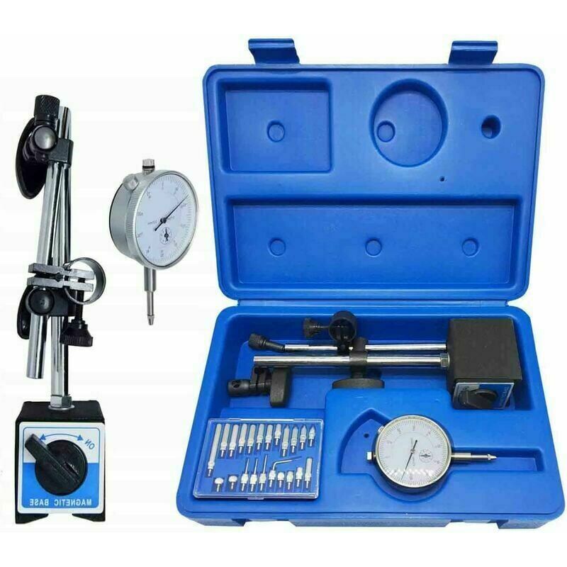 Testindikator-messuhr Mit Magnetfuß, 0–10 Mm, 0,01 Mm Genauigkeit, Metrischer Verstellbarer Arm, Tester, Messwerkzeug, Set Mit 22 Punktindikatoren Im Lieferumfang Enthalten