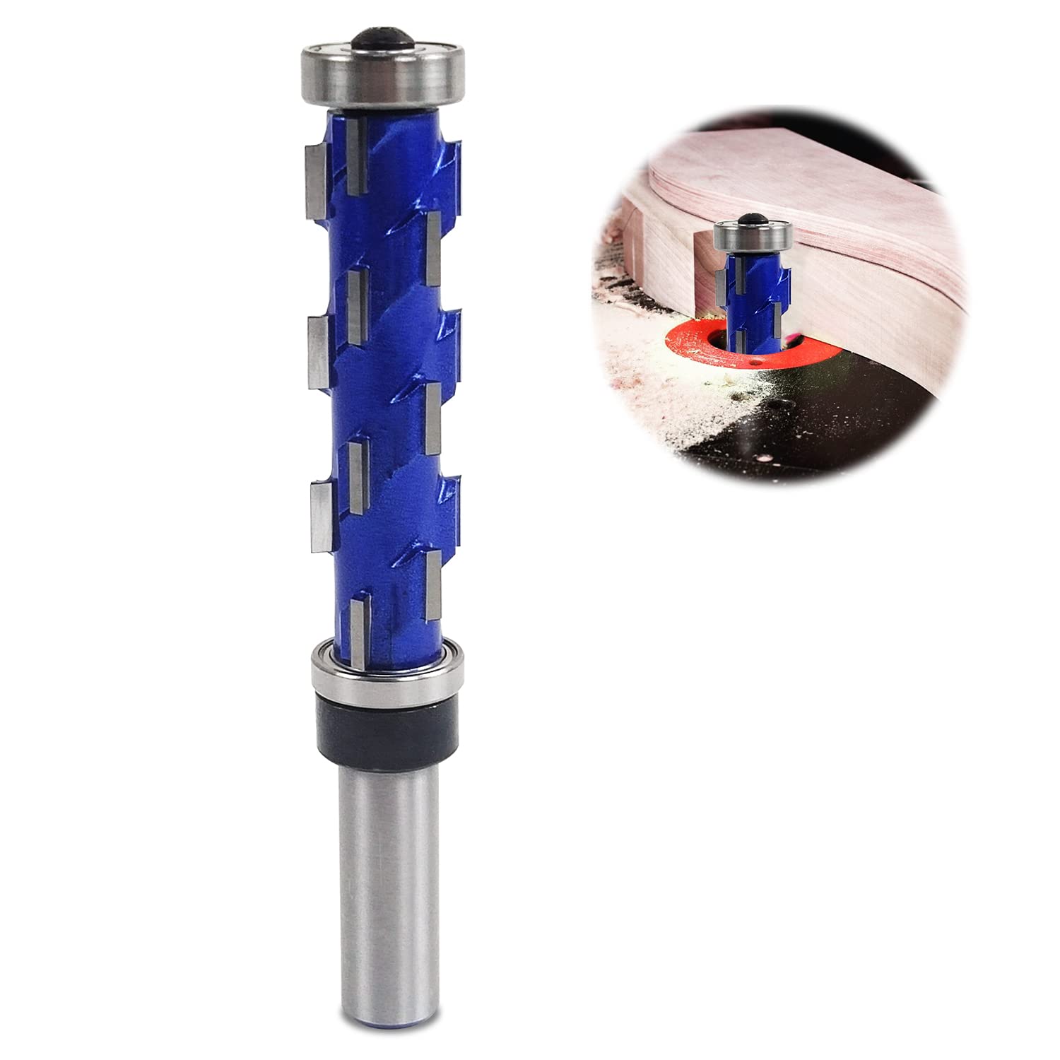 Bündiger Besäumschneider, Bündiger Besäumschneider Mit 1/2-zoll-schaft, Spiralförmiger Bündiger Besäumschneider Mit Doppellagern Zum Schneiden Von Massivholzbrettern, Dichteplatten, Spanplatten Und Mi