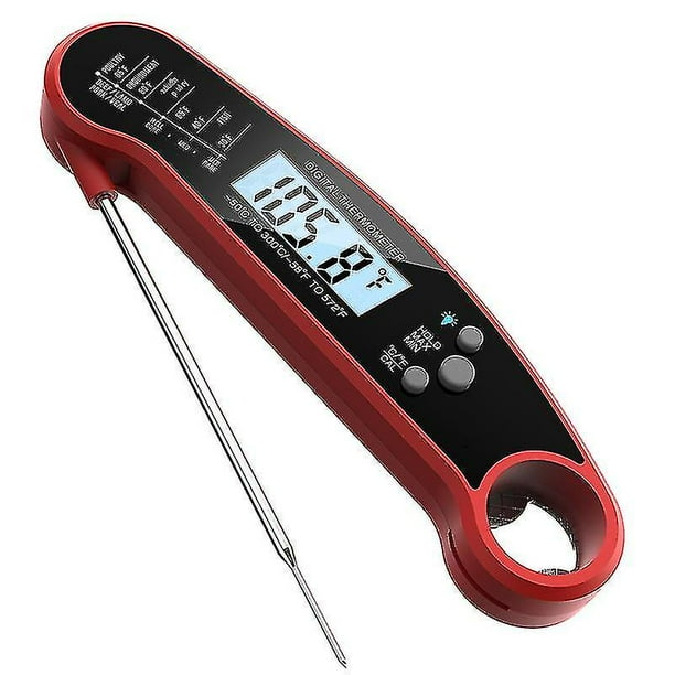Küchenthermometer Mit Faltbarer Sonde, 3-s-sofortanzeige-digitalthermometer, Lcd-hintergrundbeleuchtung Und Kalibrierung, Kochthermometer Für Ofen, Fleisch, Grill Und Milch