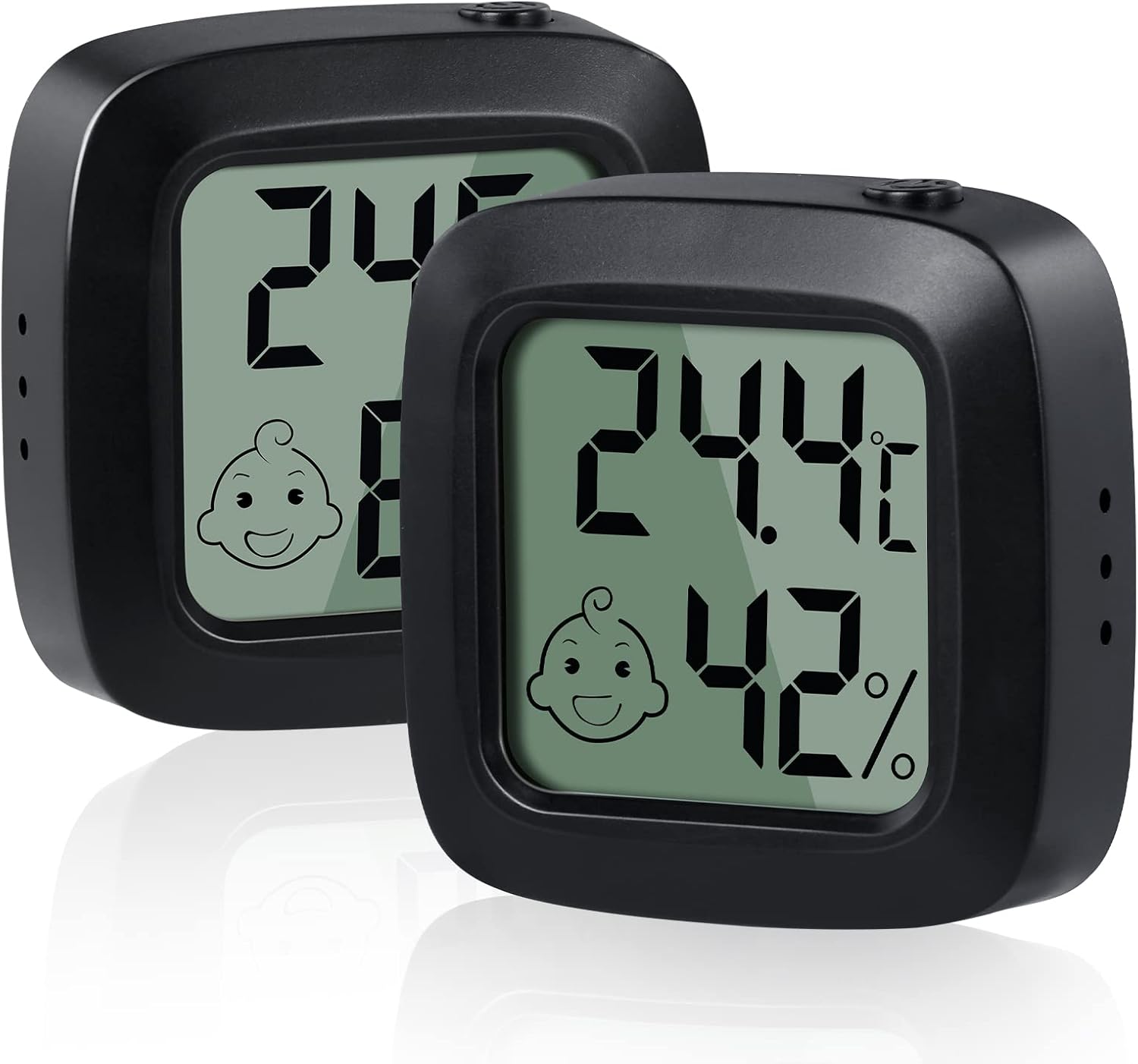 2pcs Mini Hochpräzises Digitales Hygrometer-thermometer, Innen-hygrometer-thermometer, Mit Schalter, ℃/℉ Umwandelbar, Für Wohnzimmer, Lager, Babyzimmer, Garderobe (schwarz)