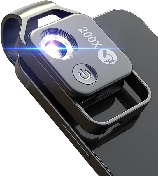 Telefon Mikroskop Mit Cpl Linse/led Licht, Nano Zoom 200x Taschen Mikroskop Kamera Befestigung Mit Universal Clip Für Die Meisten Iphone/andriod Telefon Fdas Beste Geschenk, Microworld Für Kinder Und