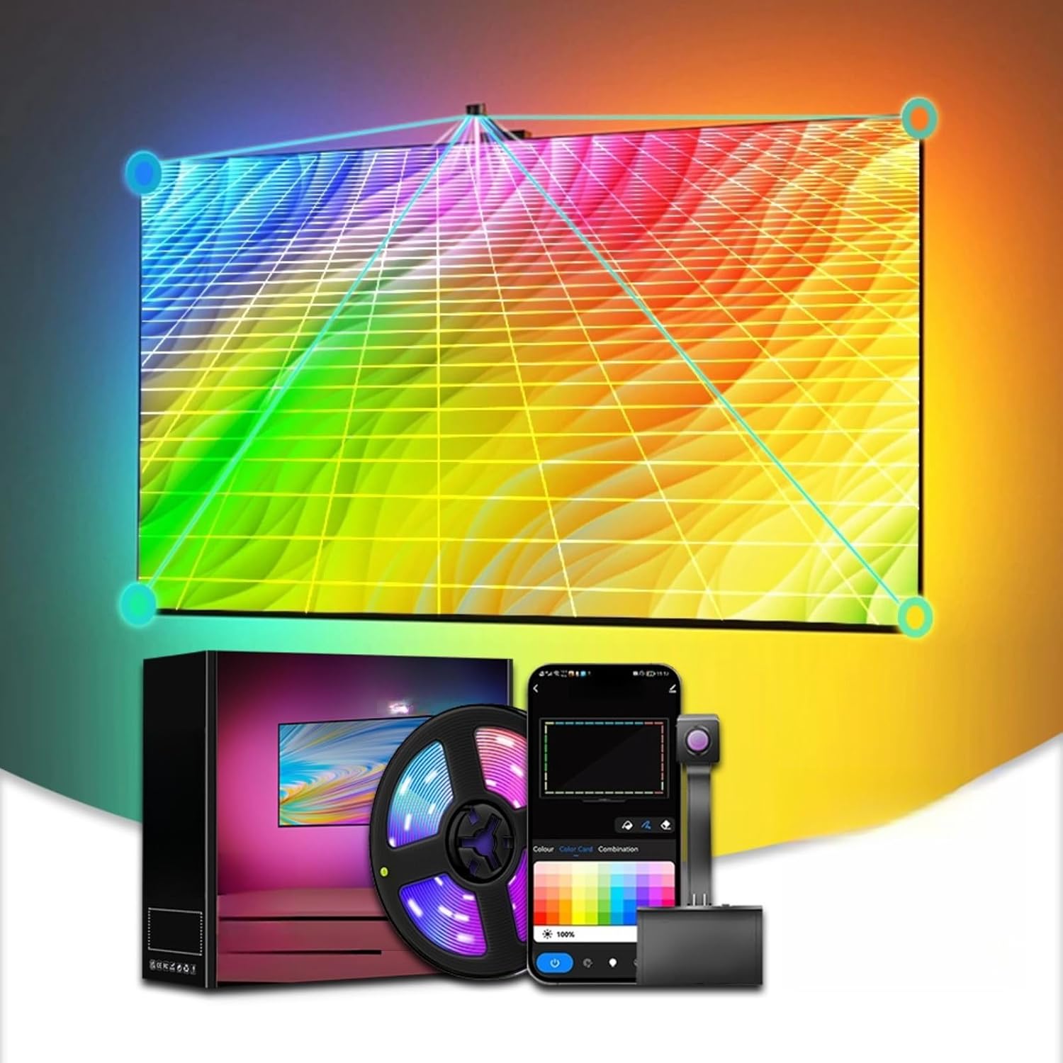 Synchronisierung Der Tv-hintergrundbeleuchtung Mit Der Bildschirm-graffiti-app Farbauswahl Für Den Tv-bildschirm Synchronisierung Der Led-tv-beleuchtung Mit Dem Fernseher Rgb-farb-led-tv-hintergrundli