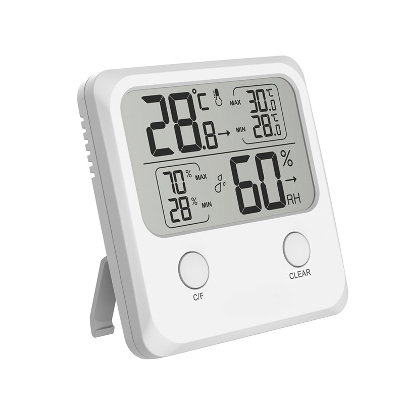 Innenthermometer/hygrometer, Elektronische Digitale Temperatur- Und Luftfeuchtigkeit, ℃/℉ Umschaltbar, Max/min-speicher, Anzeige Der Komfortstufe, 3 Verwendungsmöglichkeiten Für Zu Hause – Weiß