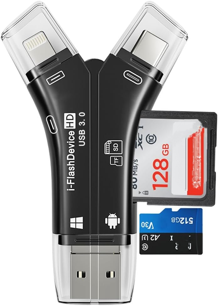 Sd-kartenleser Für Iphone, Iphone Sd-kartenleser, Iphone Sd-kartenleser Unterstützt Sd- Und Tf-karten, Kartenleser Für Iphone/ipad/android/mac/computer/kamera (schwarz)