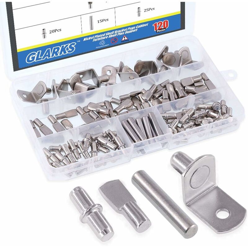 Set Mit 120 Regalhaken, 4 Stile, Silber,