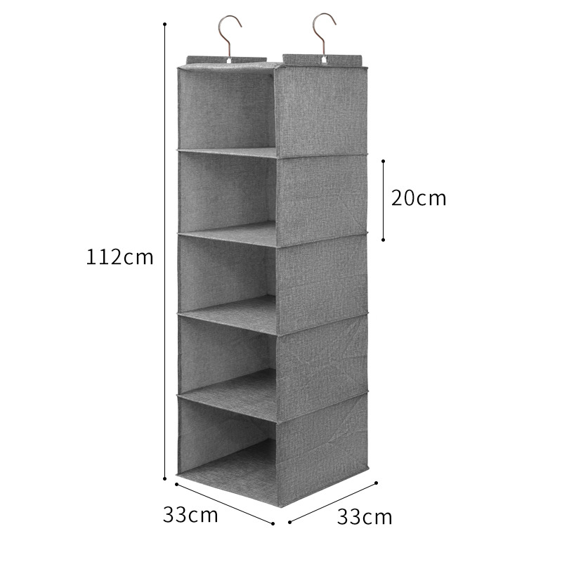 2er-set Hängeaufbewahrung Mit 5 Regalen Und 2 Starken Haken, Kleiderschrank-aufbewahrungsregale Für Schrank, Faltbarer Organizer, Kleidungsaufbewahrung, Grau