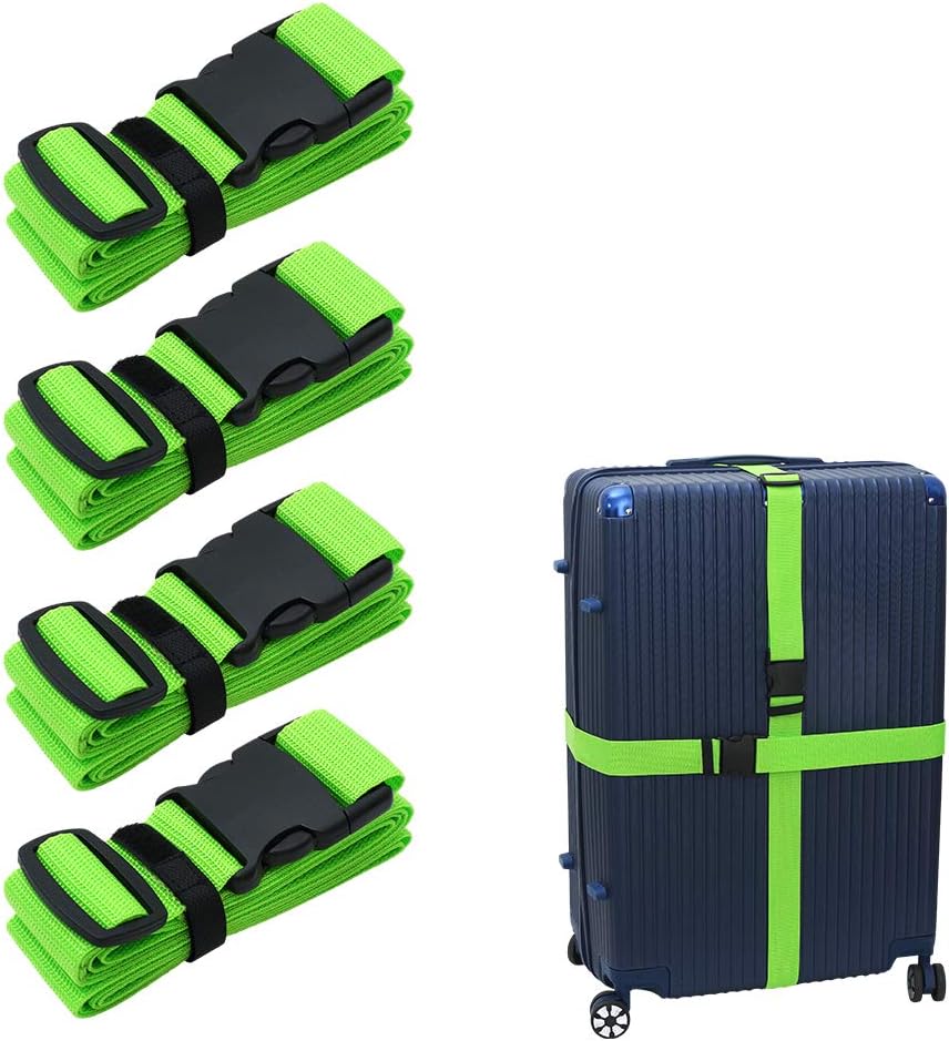 Gepäckgurte, Tsa-zugelassene Koffergurte – Verstellbar Mit Schnellverschlussschnalle Und Organisiertem Gürtel, Reisezubehör – Grün, 4er-pack – Rapanda