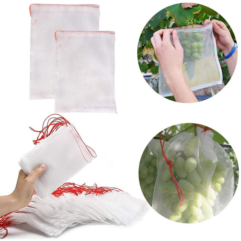 100 Stück Insektenschutz-netzbeutel, Nylon-gartenschutznetz, Wiederverwendbare Obst- Und Pflanzenbeutel, Vogelabweisende Traubenbeutel Mit Kordelzug, 30 X 20 Cm