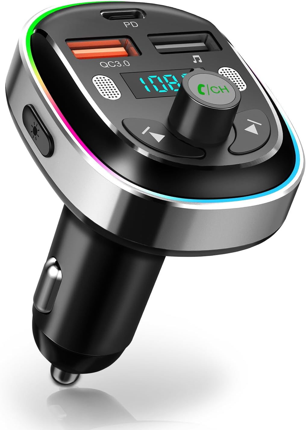 Bluetooth 5.3 Fm-transmitter, Auto-bluetooth-adapter Typ-c-radio-adapter Pd 30 W & Qc 3.0 Auto-schnellladegerät Freisprechanruf Mp3-player Unterstützt U-disk