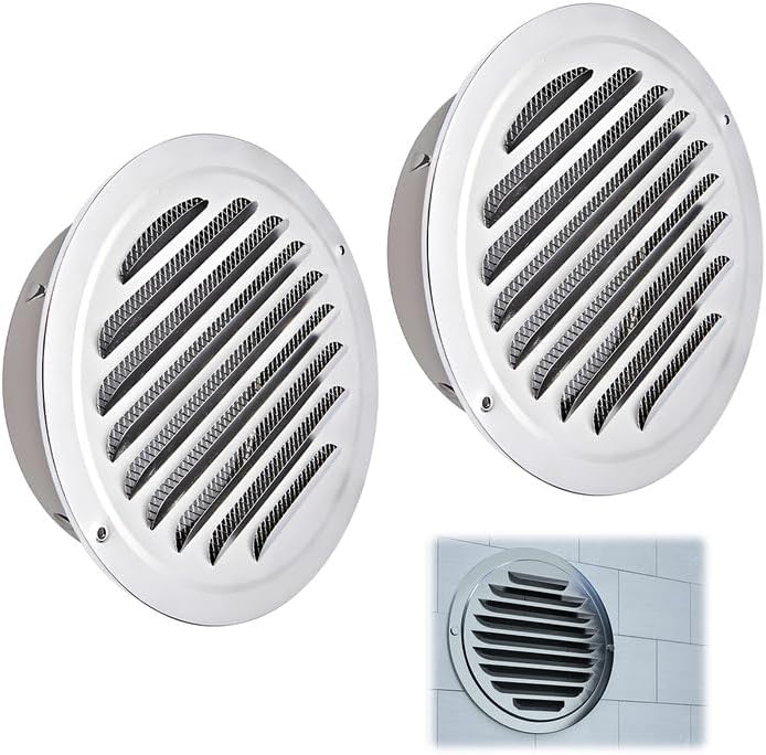 Stück Rundes Lüftungsgitter, 100 Mm Edelstahl-lüftungsgitter, Lüftungsgitter Mit Insektenschutznetz, Außenlüftungsgitter, Für Garage, Küche, Badezimmer, Wand