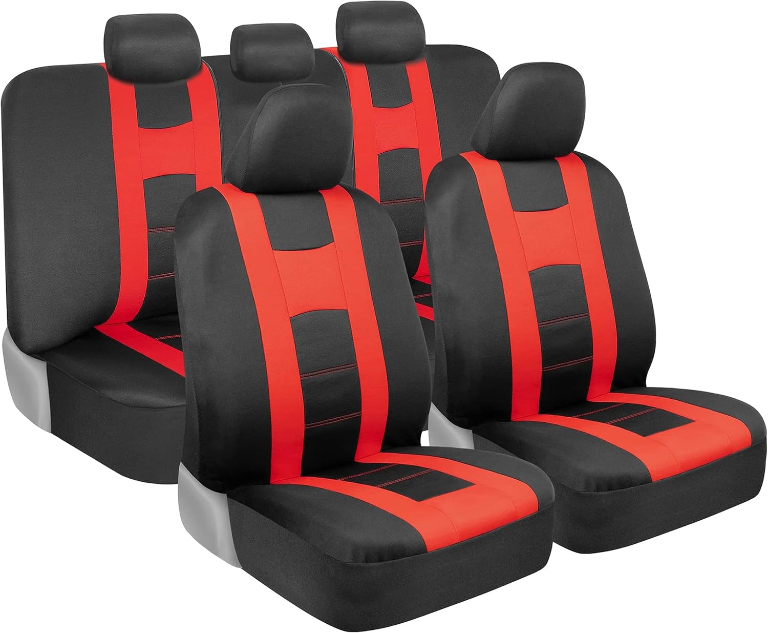 Rotes Autositzbezug-set, Zweifarbiger Vordersitzbezug Mit Auto-rücksitzbezug, Polyethylen-stoffschutz Mit Geteilter Sitzbank, Auto-innenraumbezug