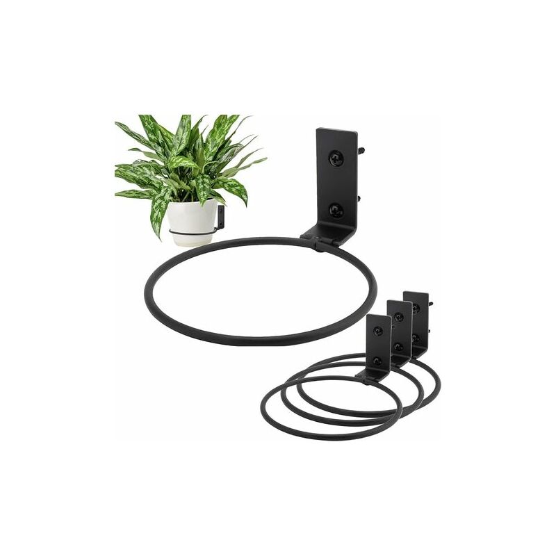 Blumentopfhalter Aus Metall, Wandmontage, Blumentopfhalterung, Rostfreier Ring, Fester Blumentopfhalter Für Den Garten, Fest, 10,2 Cm, Schwarz, 4er-pack
