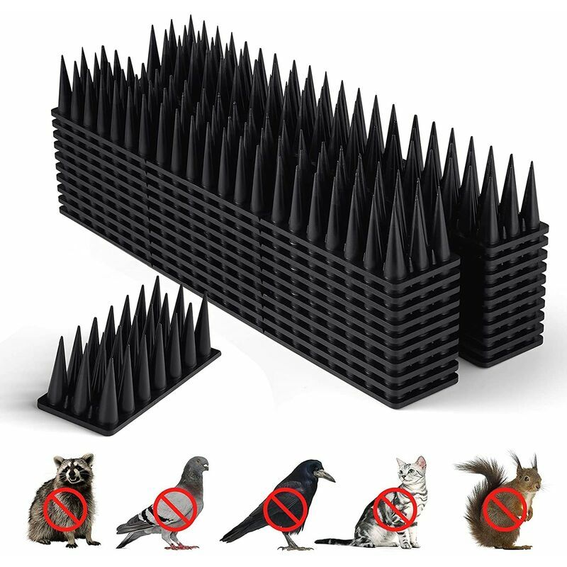 Anti-tauben-spike, 4,8 Meter, Anti-tauben-balkon-kunststoff, Taubenabweisender Anti-katzen-spike, Anti-vogel-spike Zum Erschrecken Von Tauben, Krähen, Spatzen, Katzen, Gartenschutz (12 Stück Schwarz)