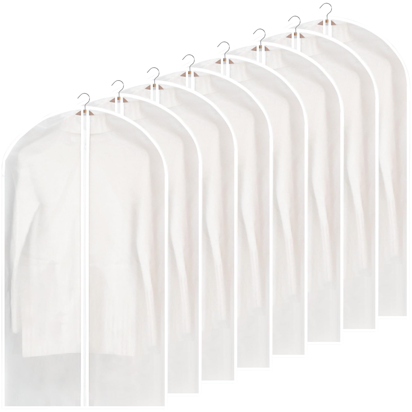 Kleiderhüllen, 8 Stück Anzug-/kleiderschrankhülle, Faltbarer Schutz, Transparenter, Staubdichter, Wasserdichter Schutz Mit Reißverschluss Für Hemd/anzug/mäntel