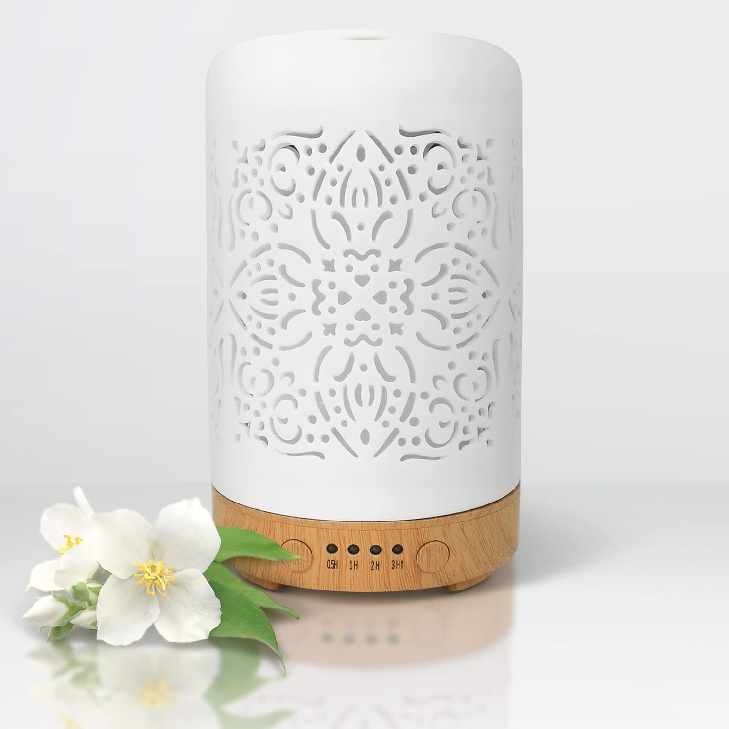 Diffusor Für Ätherische Öle, 100 Ml, Weiße Keramik, Aromatherapie-diffusor, Luftbefeuchter Mit Kühlem Nebel, 7 Farben, Led, Wasserlos, Automatische Abschaltung, Für Zuhause Und Büro