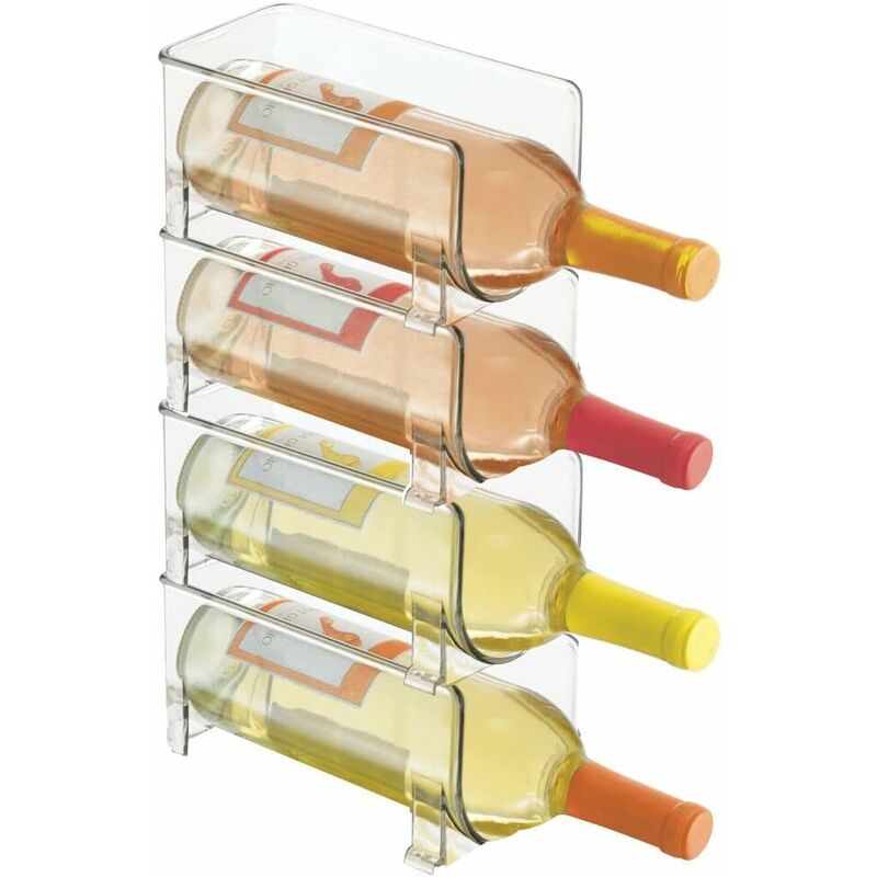Flaschenregal (4er-set) – Stapelbares Weinregal Aus Kunststoff Für 1 Flasche Wein Oder Andere Getränke – Modernes Weinregal Für Insgesamt Bis Zu 4 Flaschen – Durchsichtig