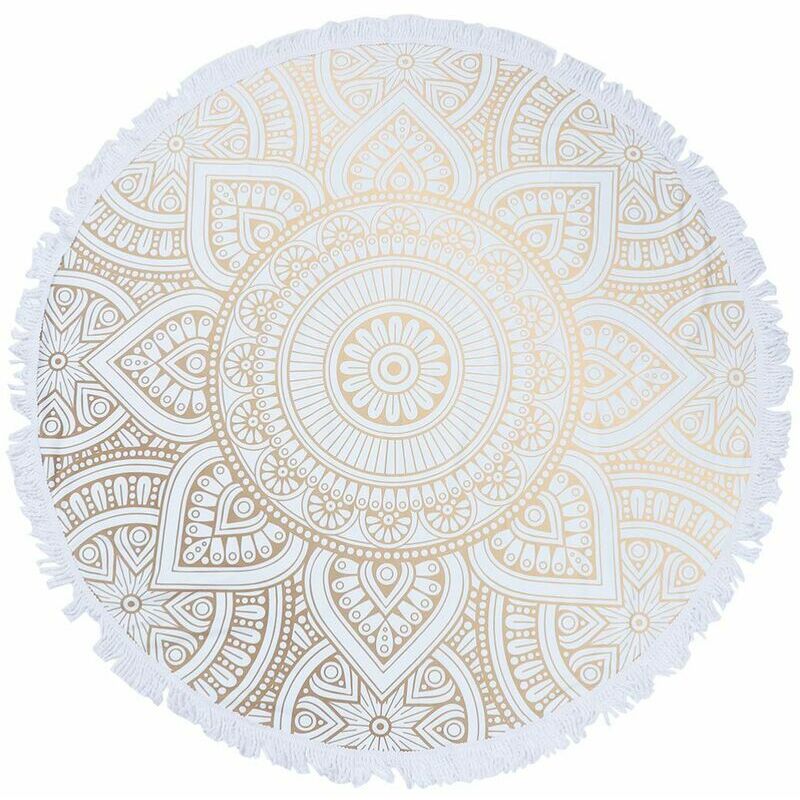 Schnell Trocknendes Rundes Strandtuch, Strandtuch Mit Abstraktem Mandala-muster, Yogamatte, 150 X 150 Cm