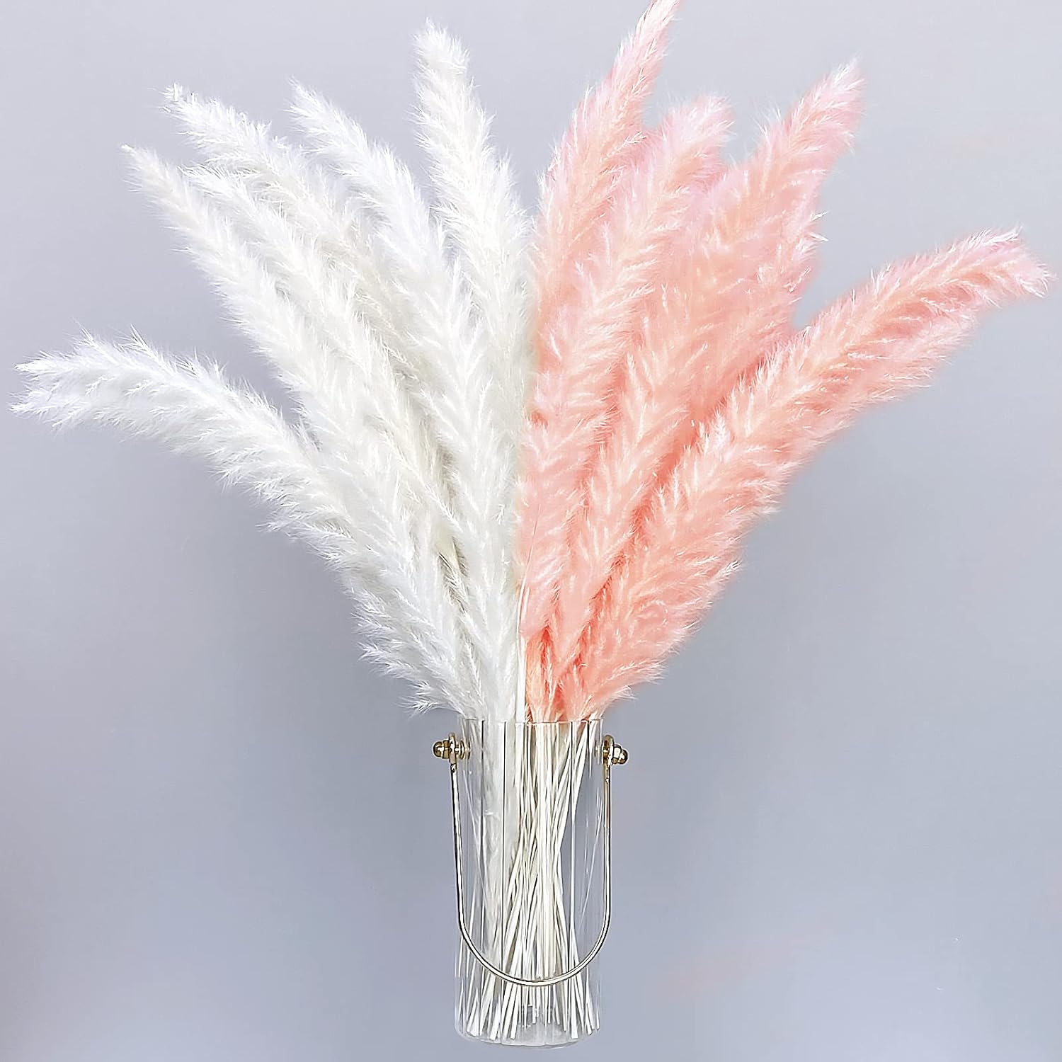 30 Stück, 40 Cm, Getrocknetes Künstliches Pampasgras – Bohemian-stil – Heimdekoration – Phragmites – Trockenblumen – Für Vasen, Weißer Blumenstrauß – Für Hochzeit (weiß + Rosa) (flasche Nicht Im Liefe