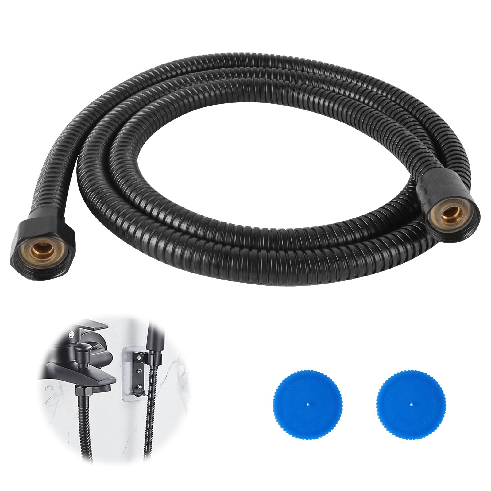 Brauseschlauch Aus Edelstahl 1,5 M, Schwarz, Brauseschlauch Mit Doppeltem Knickschutz, Passend Für Alle Universal-brauseschläuche Durch Standard 1/2"-anschluss, Knickfest