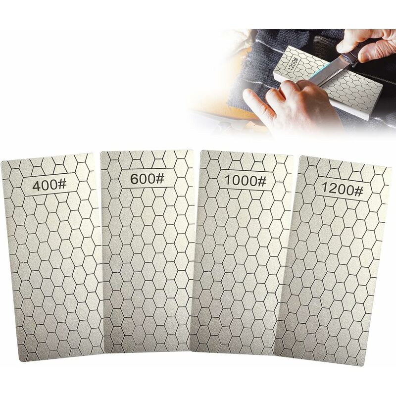 4-teiliger Schleifstein, Diamant-schleifmesser, Wabenoberfläche, Schleifstein-set 400/600, 1000/1200, Messerschärfer Mit Rutschfester Basis Für Die Küche