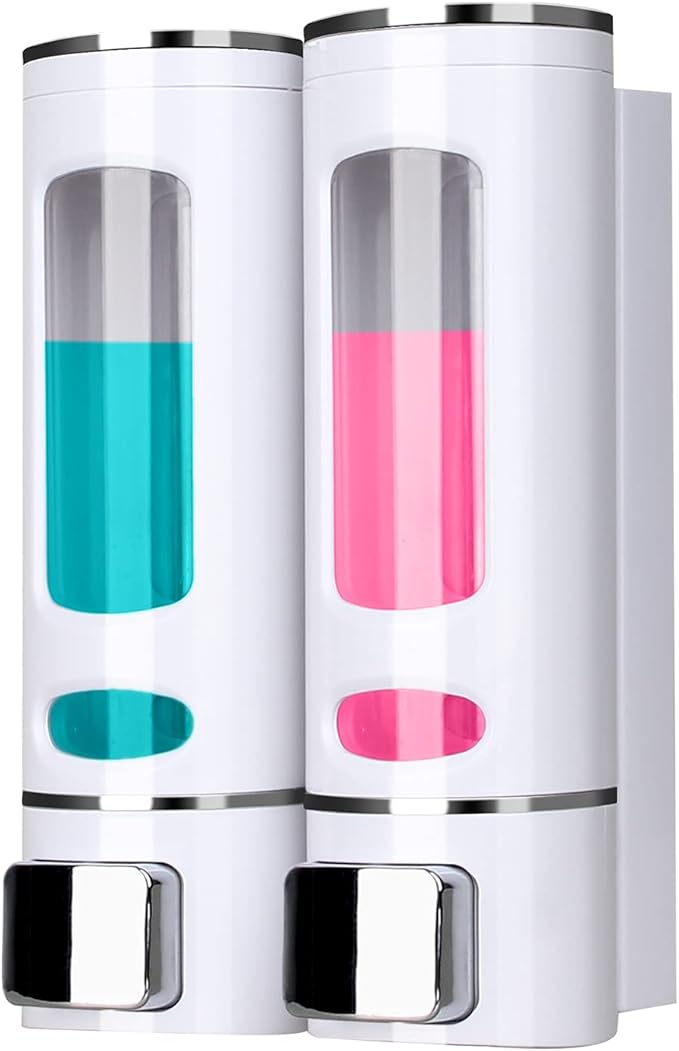 Seifenspender Manuelle Abs-wandhalterung Für Duschgel, Haarshampoo Oder Handreiniger 2x 400ml Weiß