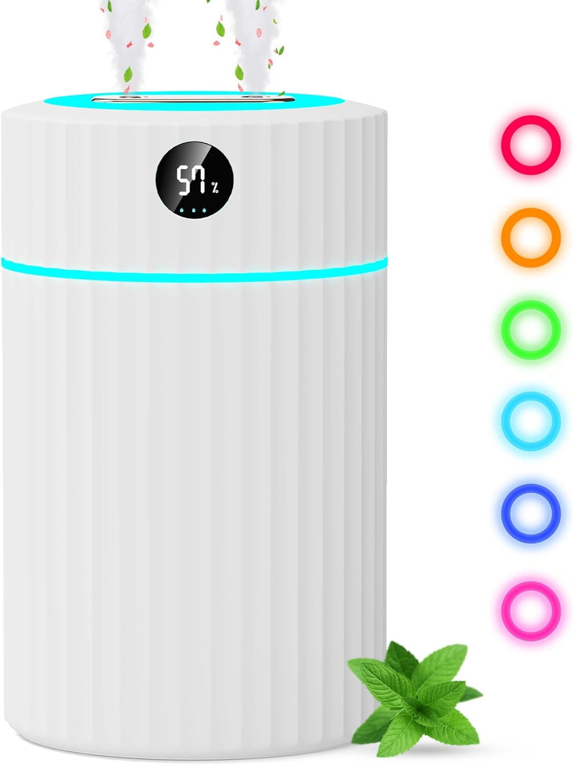 Spay Doppel-luftbefeuchter Mit Led-bildschirm, 2 L Leiser Ultraschall-baby-luftbefeuchter Mit 7-farben-licht, Schlafzimmer-luftbefeuchter 10 Filter, Luftbefeuchter Hält 36 Stunden