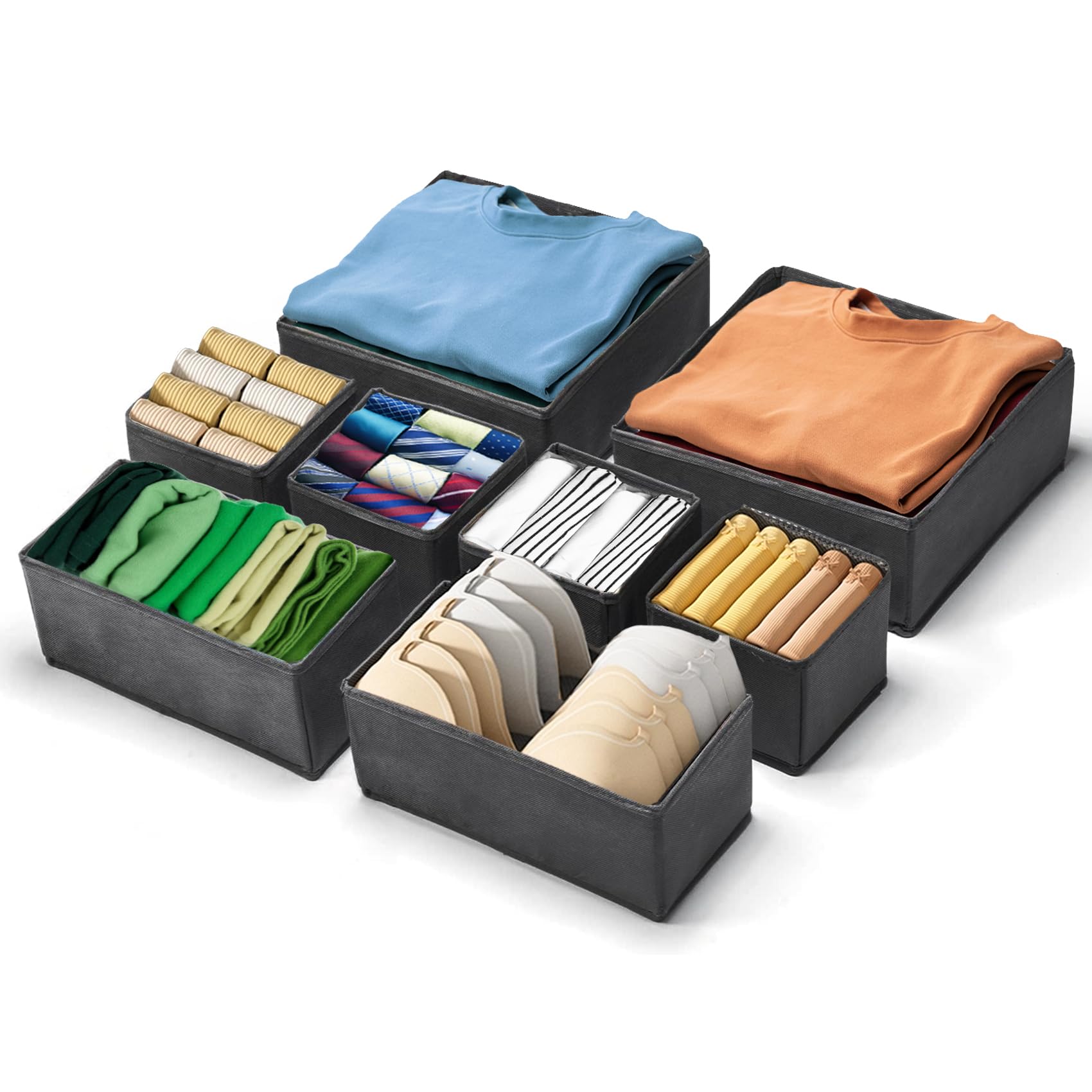 Set Mit 8 Schubladen-organizern Aus Stoff, Faltbarer Unterwäsche-organizer, Aufbewahrung Von Kleidung Aus Vliesstoff, Für Socken, Krawatten, Bhs, Höschen