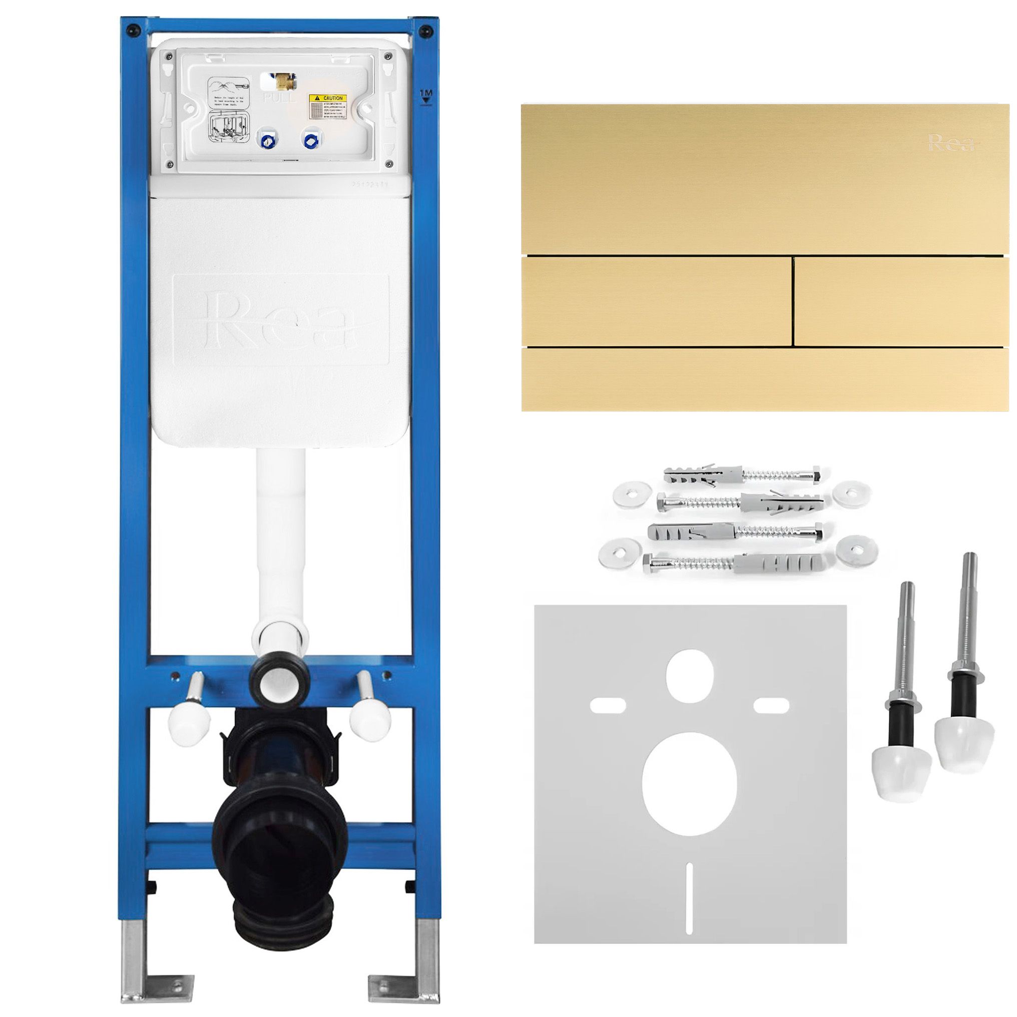 Vorwandelement Für Wc Slim 024n Mit Drückerplatte T Brush Gold