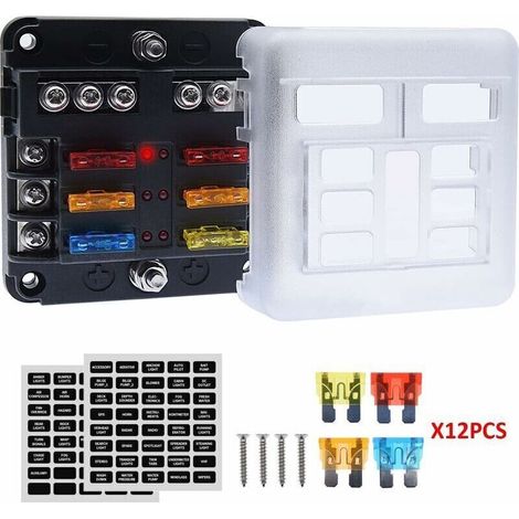 Wasserdichter 4 X 6-fach Sicherungsblock – Led-anzeige – 12 Stromkreise – 32 V Gleichspannung – Maximale Belastung 20 A Pro Stromkreis – Einfache Installation