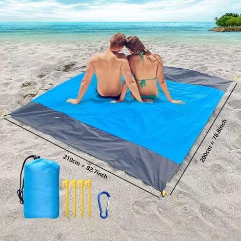 Ultraleichte Strandmatte 200 X 210 Cm – Wasserdicht, Schnelltrocknend – Outdoor-matte Für Camping Und Picknicks – Inklusive 4 Heringen